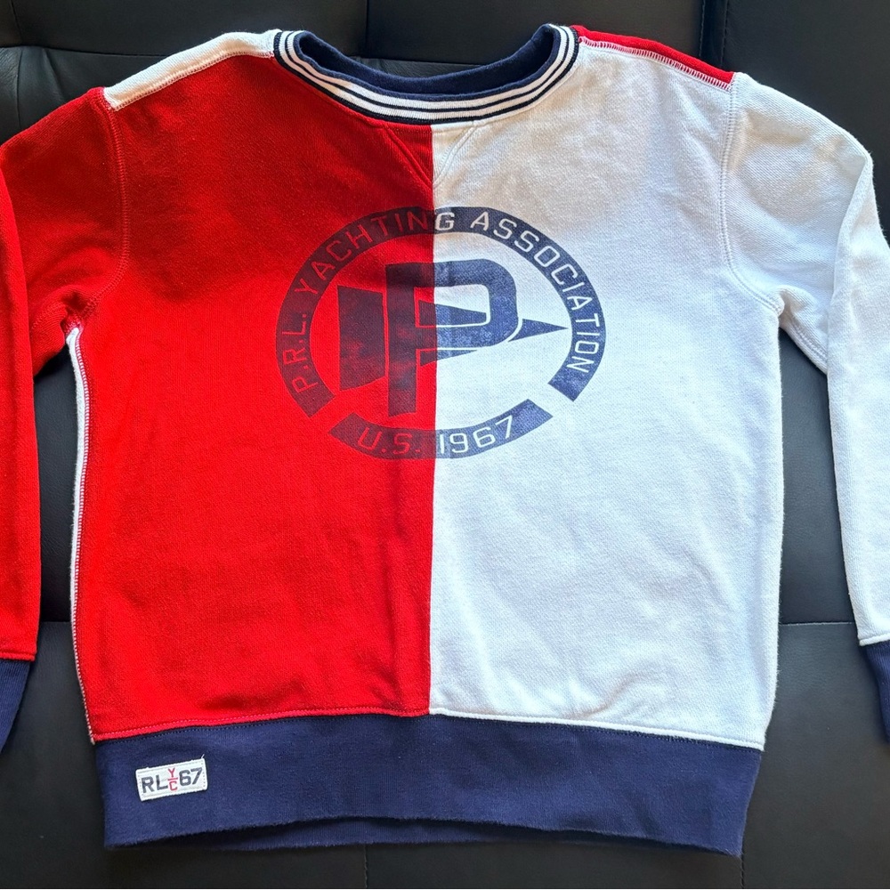 Polo Ralph Lauren Boys Crewneck Sweatshirt Red/White/Blue Size Medium (10-12)